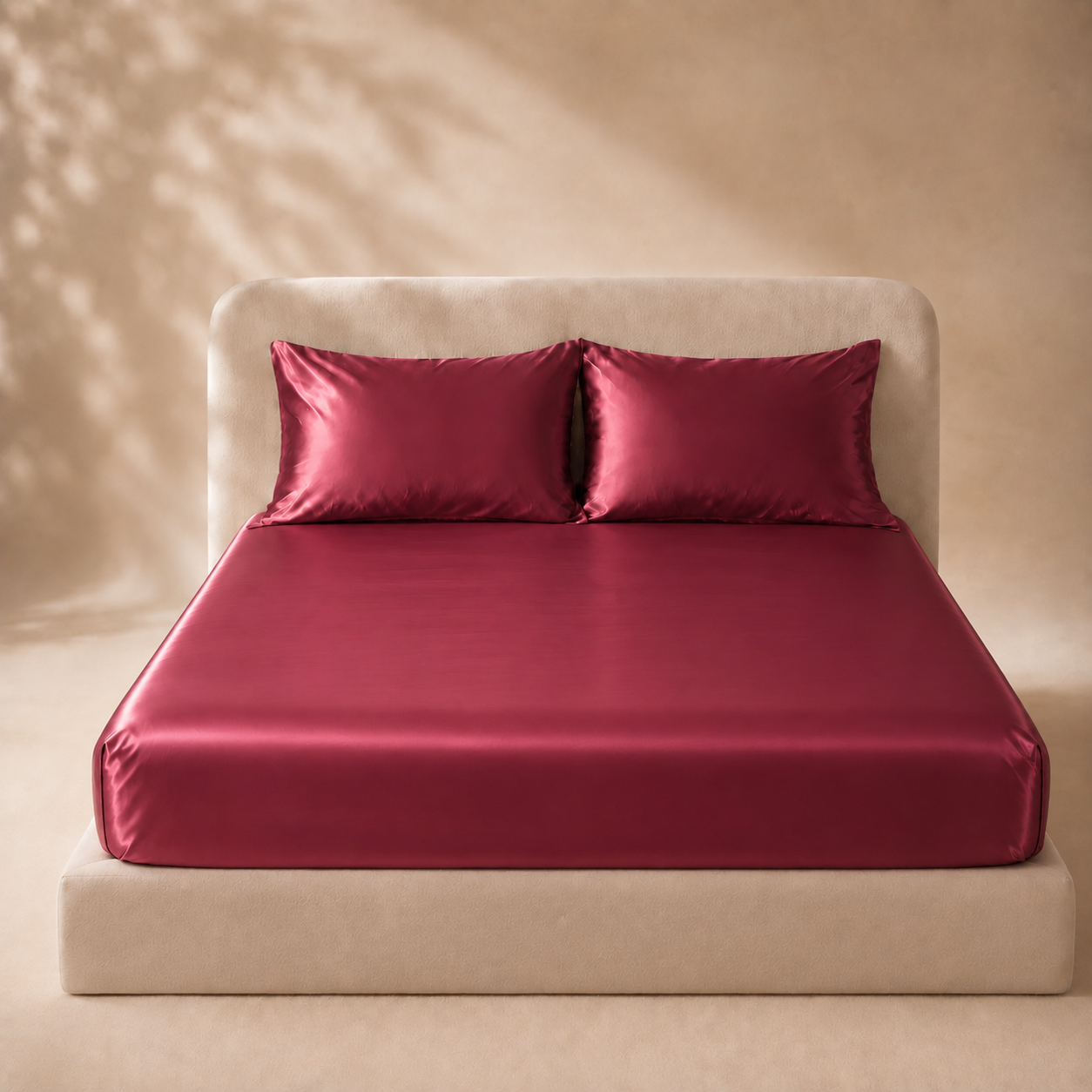 Drap Housse Rouge en Soie de Mûrier