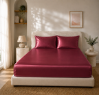 Drap Housse Rouge en Soie de Mûrier