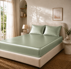 Drap Housse Vert Clair en Soie de Mûrier