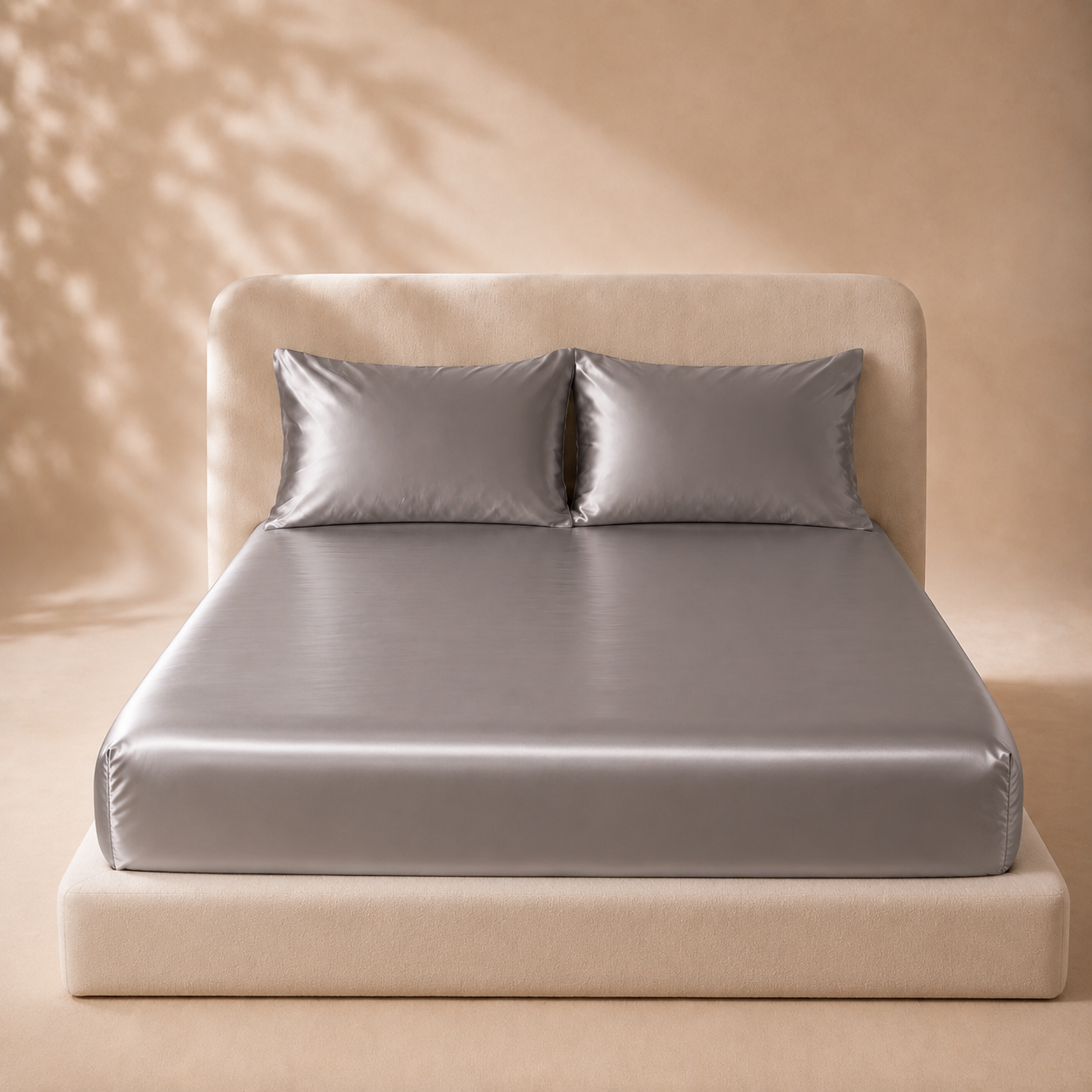 Drap Housse Gris en Soie de Mûrier