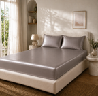 Drap Housse Gris en Soie de Mûrier