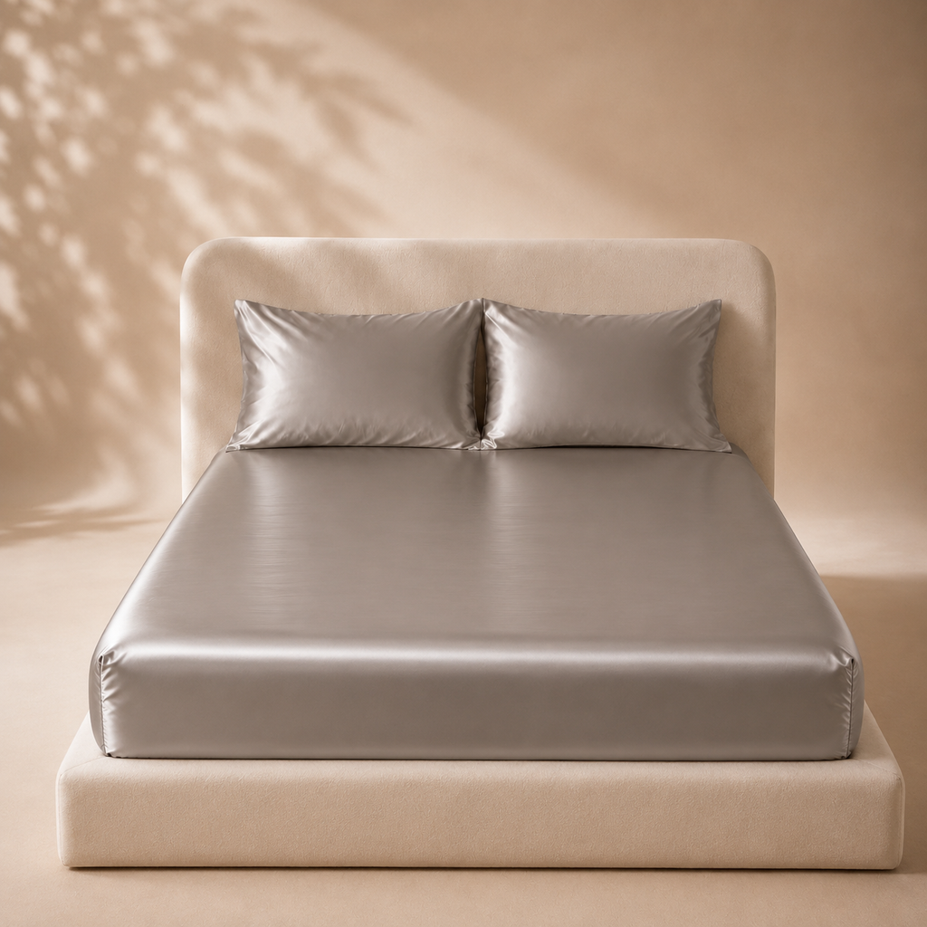 Drap Housse Kaki en Soie de Mûrier
