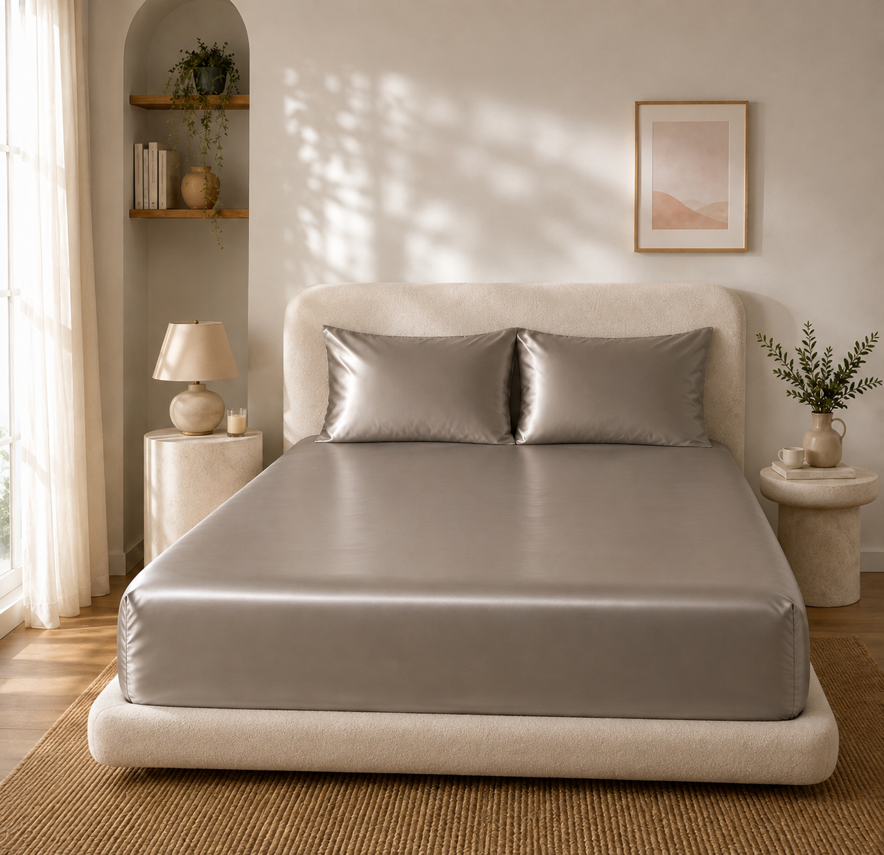 Drap Housse Kaki en Soie de Mûrier