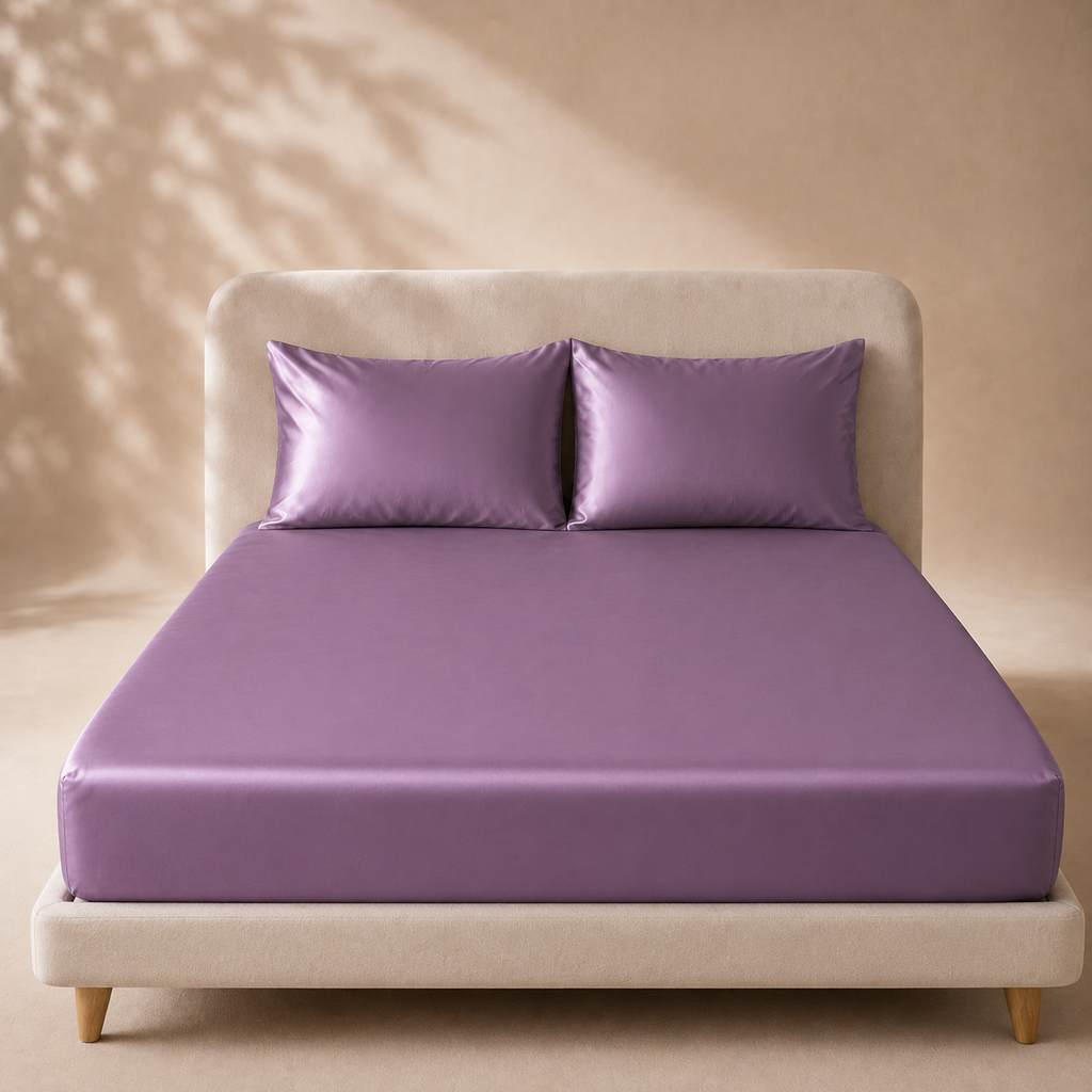 Drap Housse Violet en Soie de Mûrier