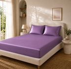 Drap Housse Violet en Soie de Mûrier