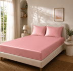 Drap Housse Rose en Soie de Mûrier