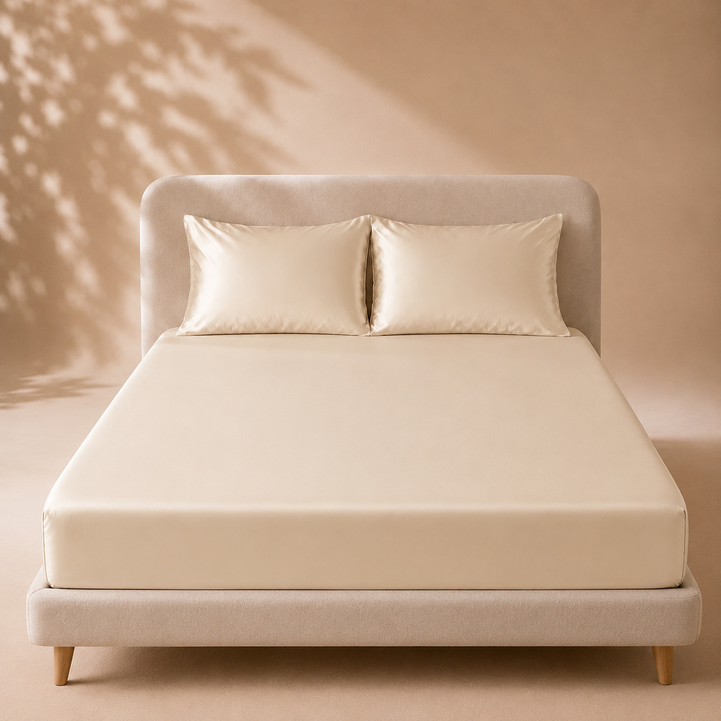 Drap Housse Champagne en Soie de Mûrier