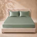 Drap Housse Vert Foncé en Soie de Mûrier