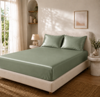 Drap Housse Vert Foncé en Soie de Mûrier