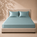 Drap Housse Bleu en Soie de Mûrier