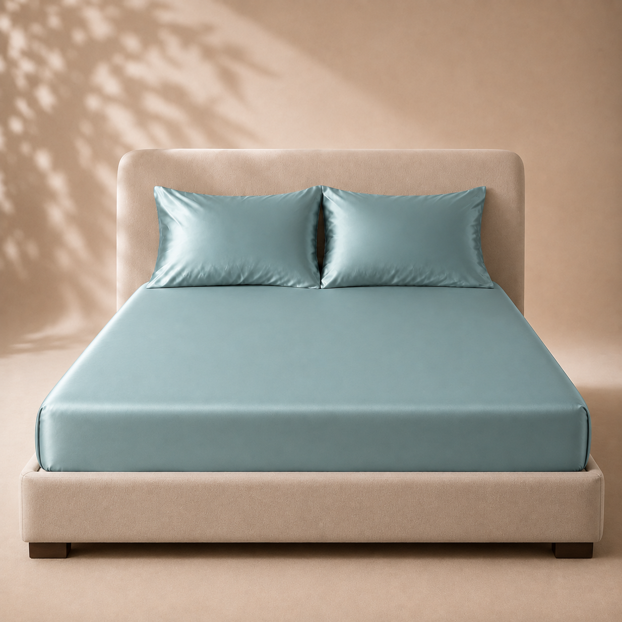 Drap Housse Bleu en Soie de Mûrier
