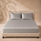 Drap Housse Gris Argenté en Soie de Mûrier
