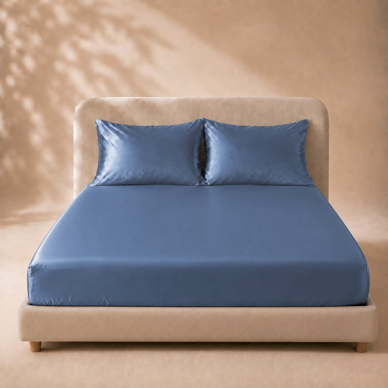 Drap Housse Bleu Foncé en Soie de Mûrier