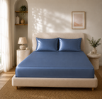 Drap Housse Bleu Foncé en Soie de Mûrier