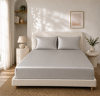 Drap Housse Gris Argenté en Soie de Mûrier