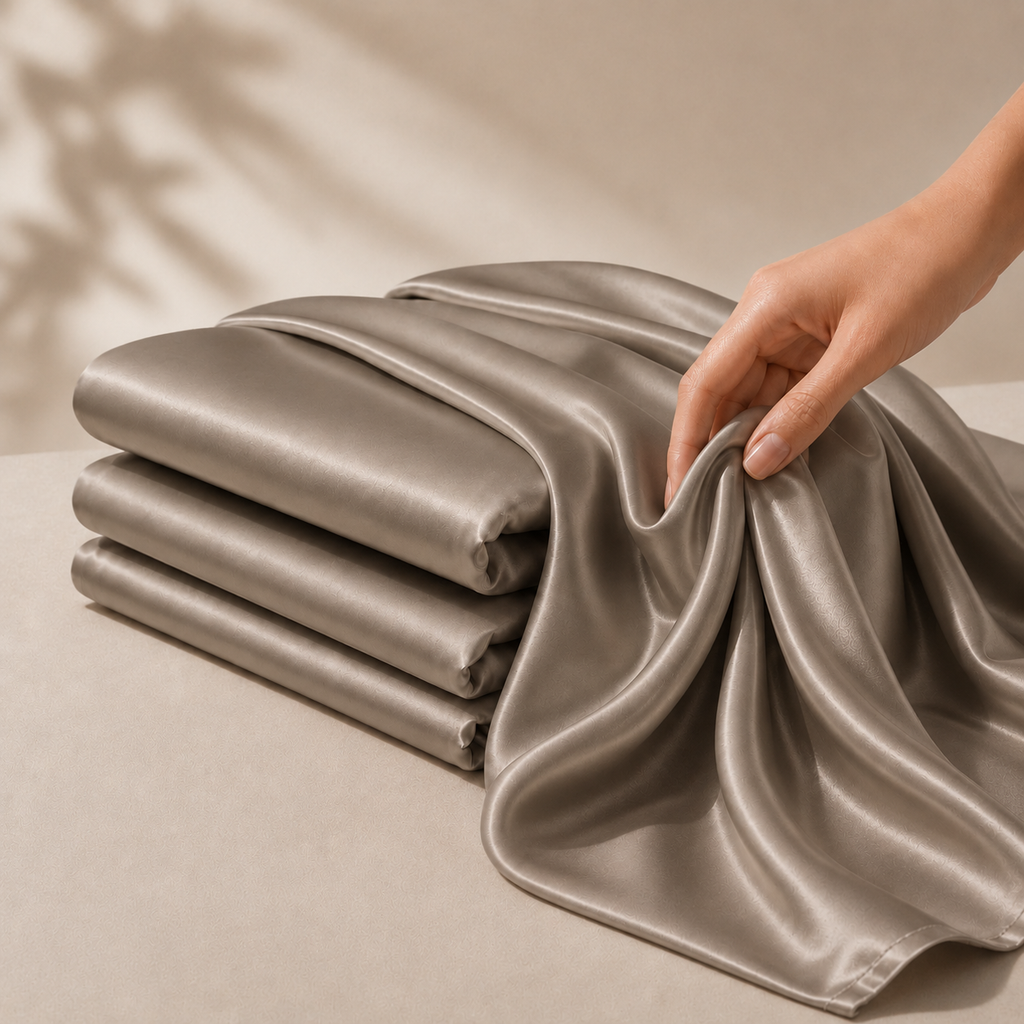 Drap Housse Kaki en Soie de Mûrier