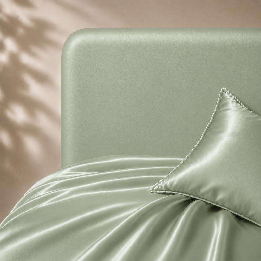 Drap Housse Vert Clair en Soie de Mûrier