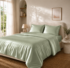 Housse de Couette Vert Clair en Soie de Mûrier