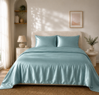 Housse de Couette Bleue en Soie de Mûrier