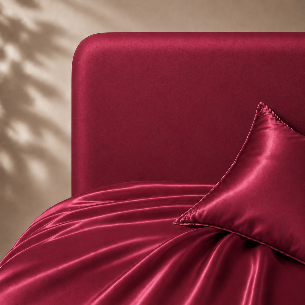 Drap Housse Rouge en Soie de Mûrier
