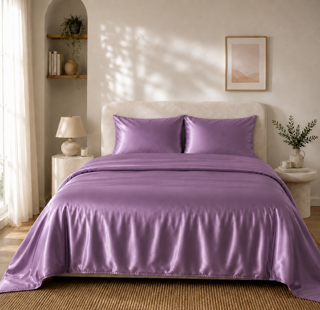 Housse de Couette Violette en Soie de Mûrier
