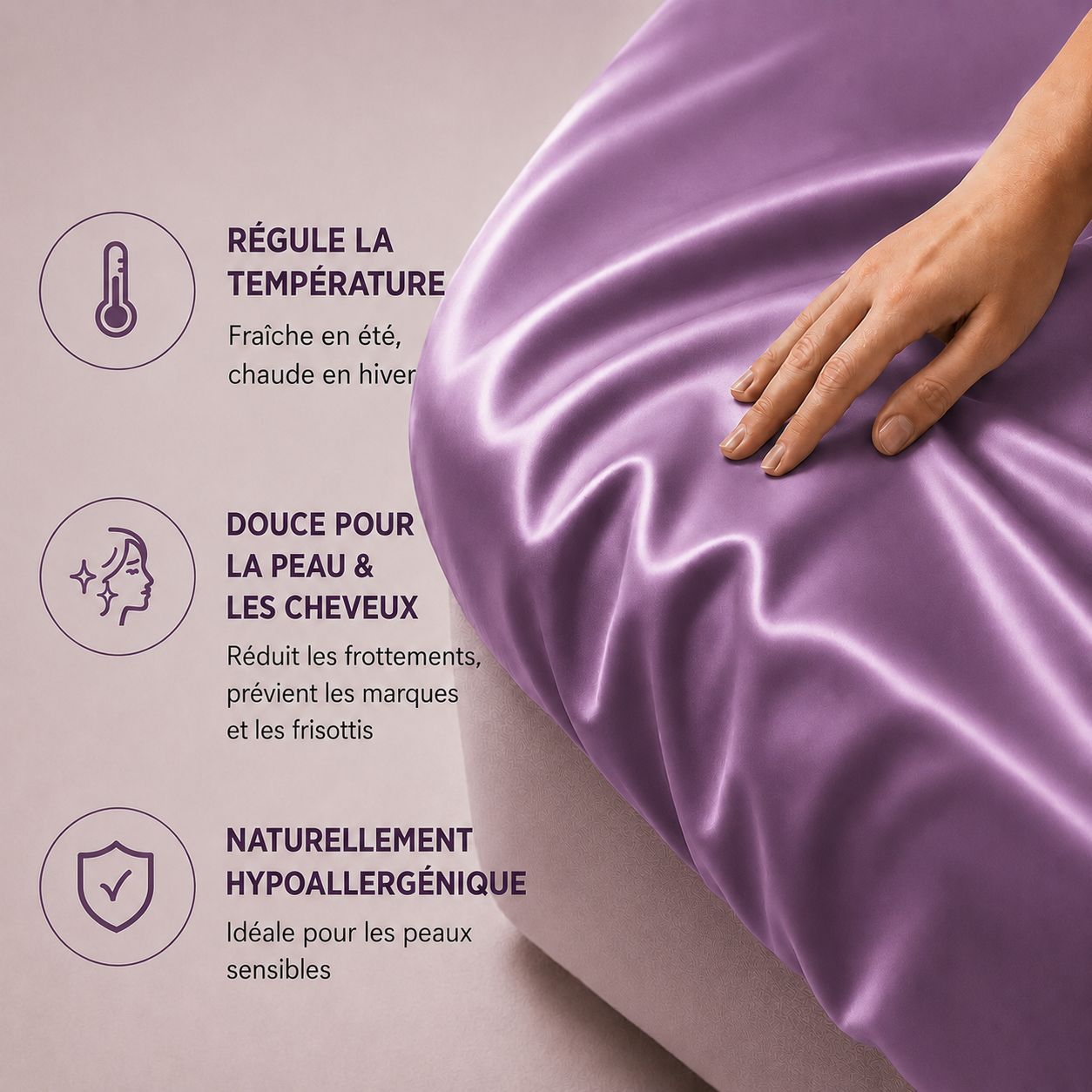 Drap Housse Violet en Soie de Mûrier