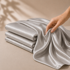 Housse de Couette Gris Argenté en Soie de Mûrier