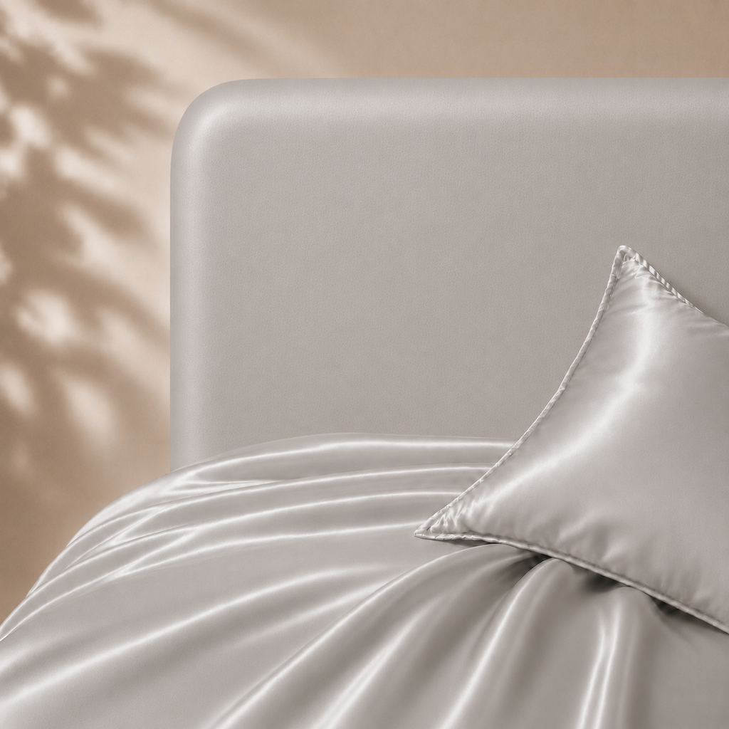 Housse de Couette Gris Argenté en Soie de Mûrier