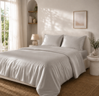 Housse de Couette Gris Argenté en Soie de Mûrier