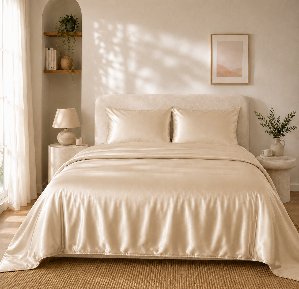 Housse de Couette Champagne en Soie de Mûrier