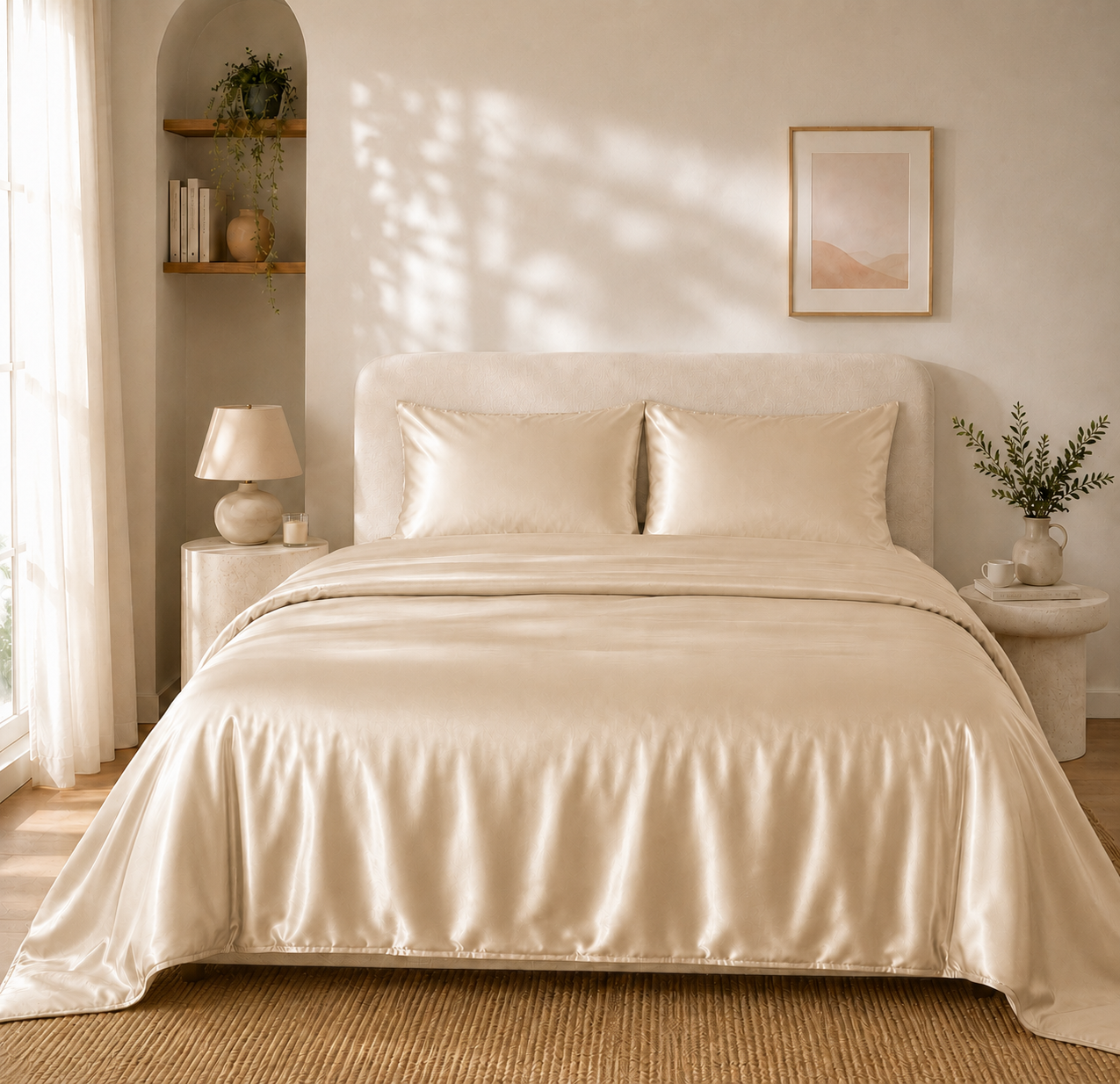 Housse de Couette Champagne en Soie de Mûrier