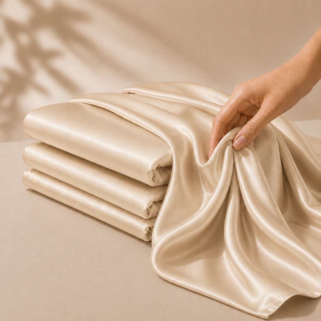 Drap Housse Champagne en Soie de Mûrier