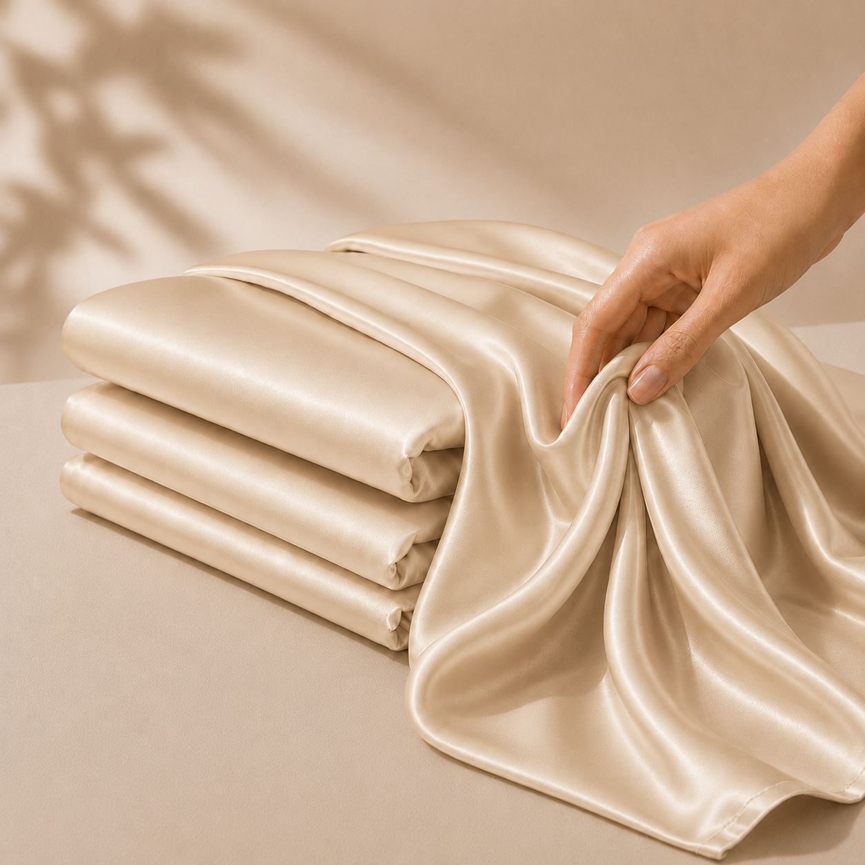 Drap Housse Champagne en Soie de Mûrier