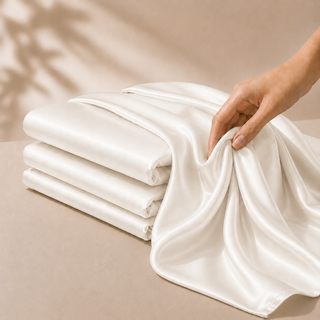 Drap Housse Blanc en Soie de Mûrier