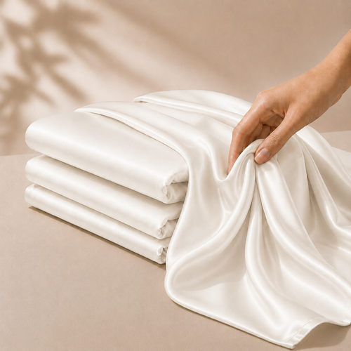Drap Housse Blanc en Soie de Mûrier