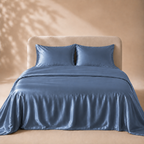 Housse de Couette Bleu Foncé en Soie de Mûrier