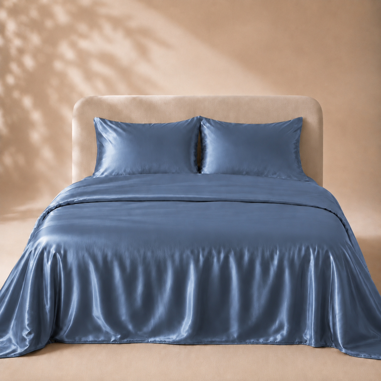 Housse de Couette Bleu Foncé en Soie de Mûrier
