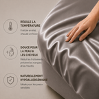 Drap Housse Gris en Soie de Mûrier