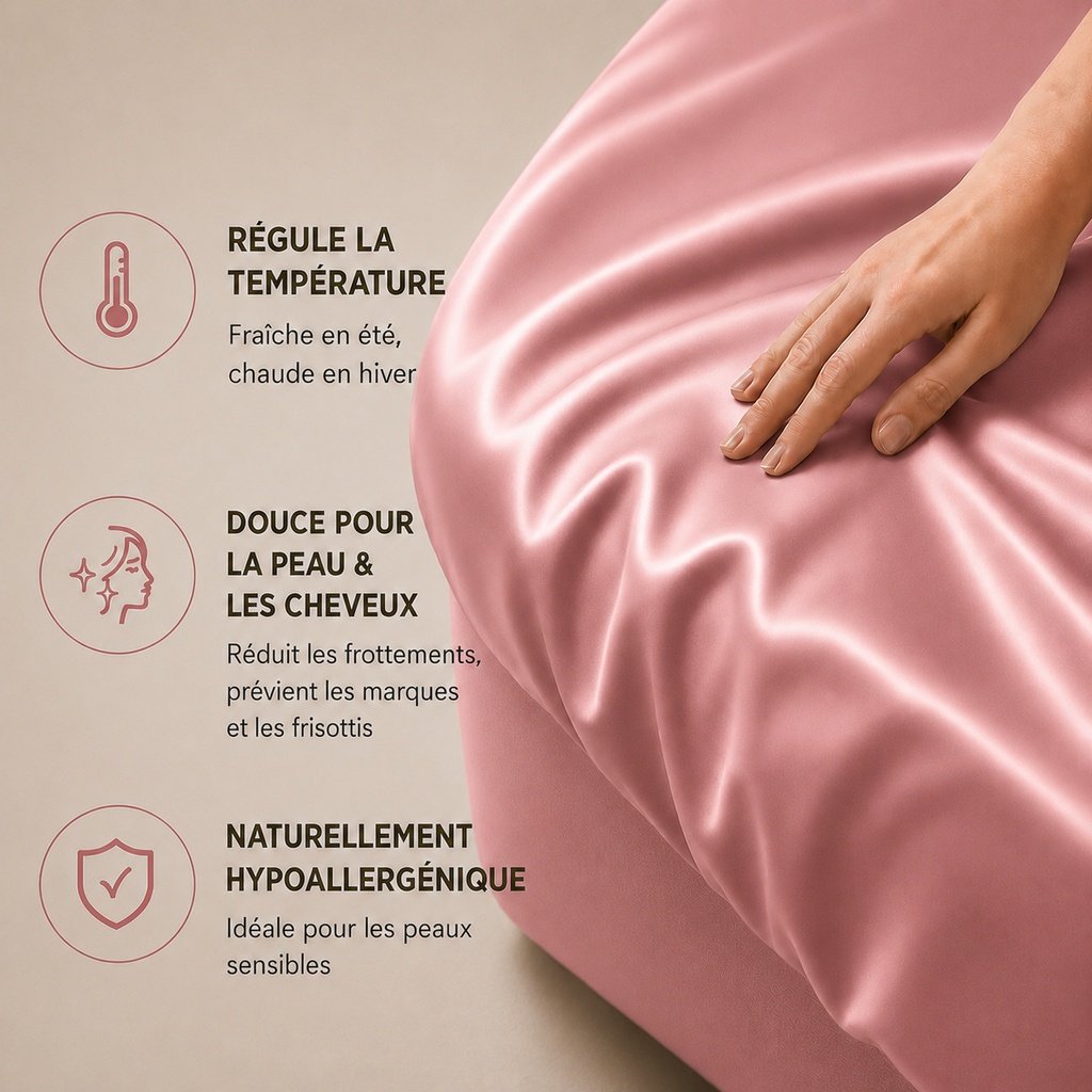 Drap Housse Rose en Soie de Mûrier