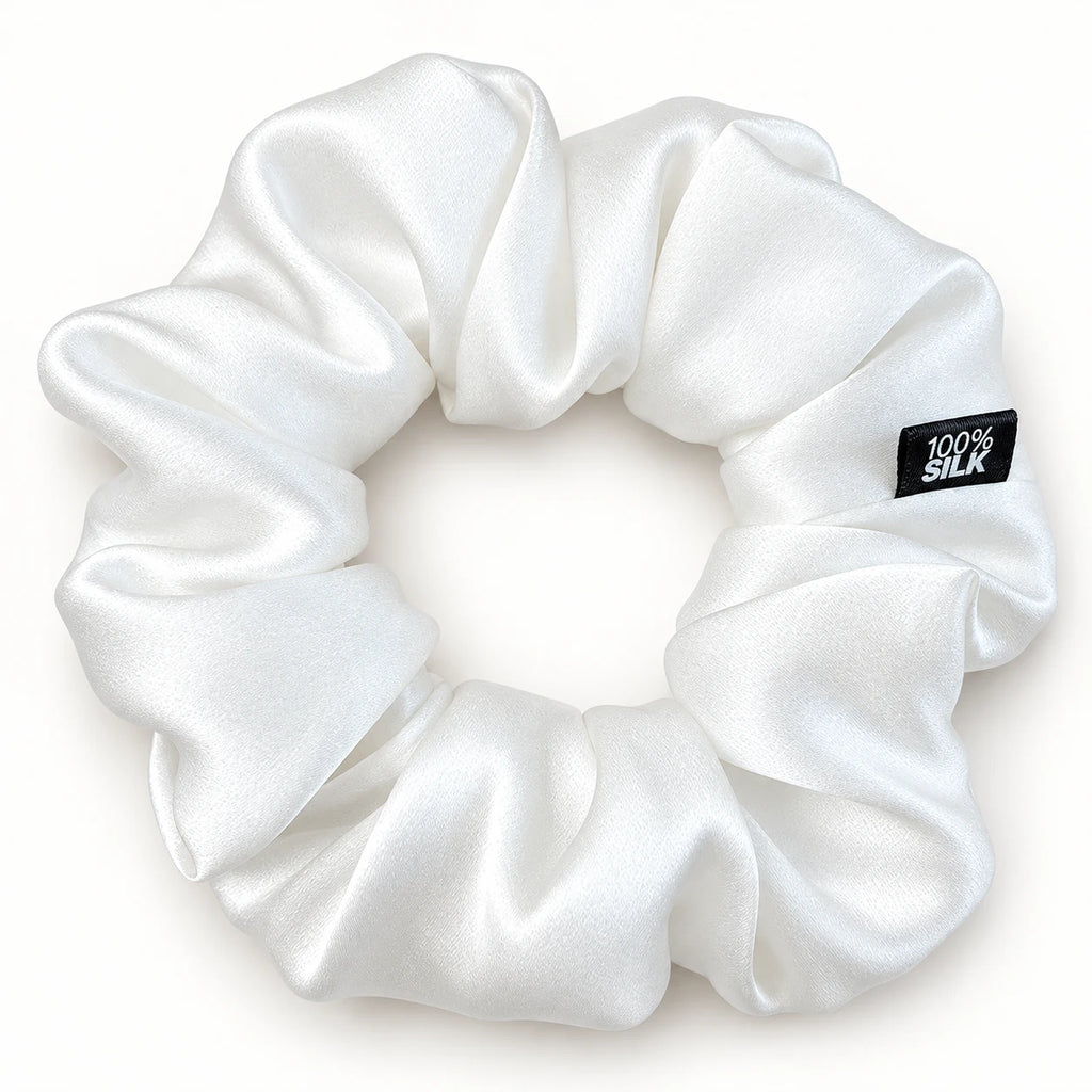 Chouchou en soie de mûrier, coloris Blanc
