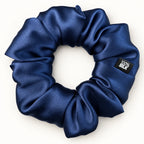Chouchou en soie de mûrier, coloris Bleu marine