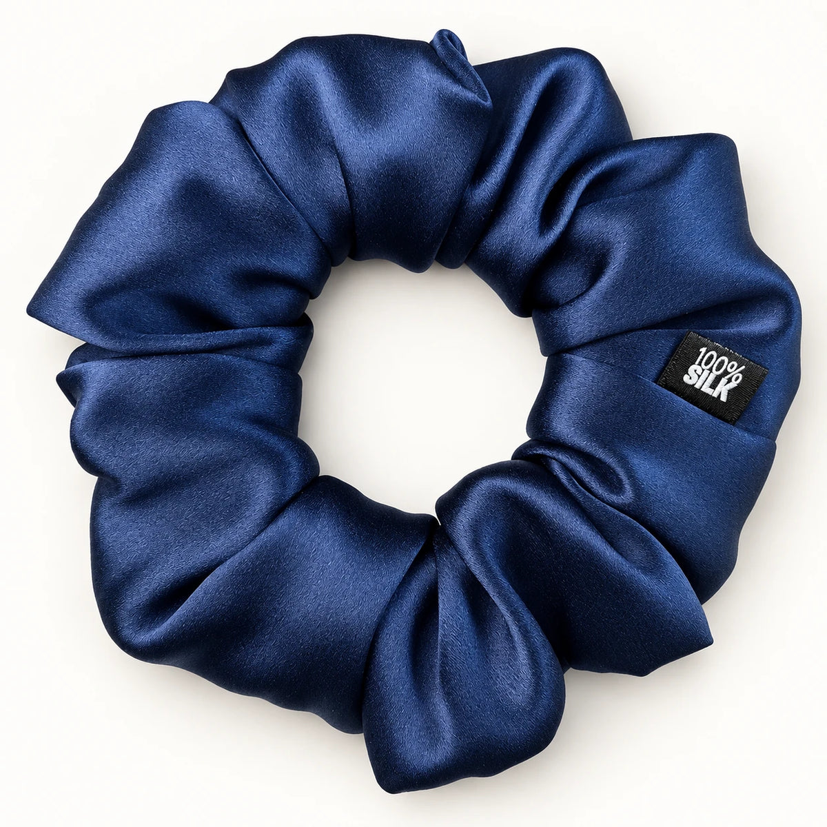 Chouchou en soie de mûrier, coloris Bleu marine