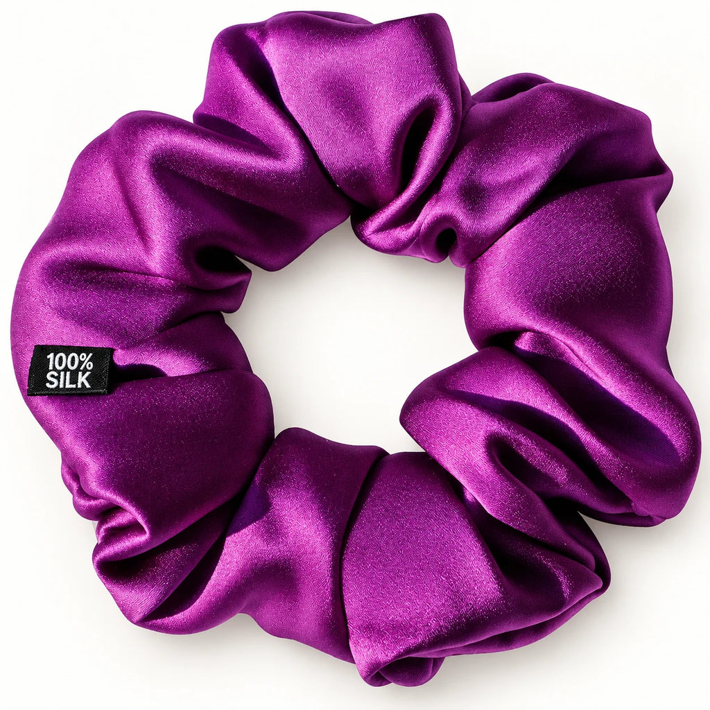 Chouchou en soie de mûrier, coloris Pourpre
