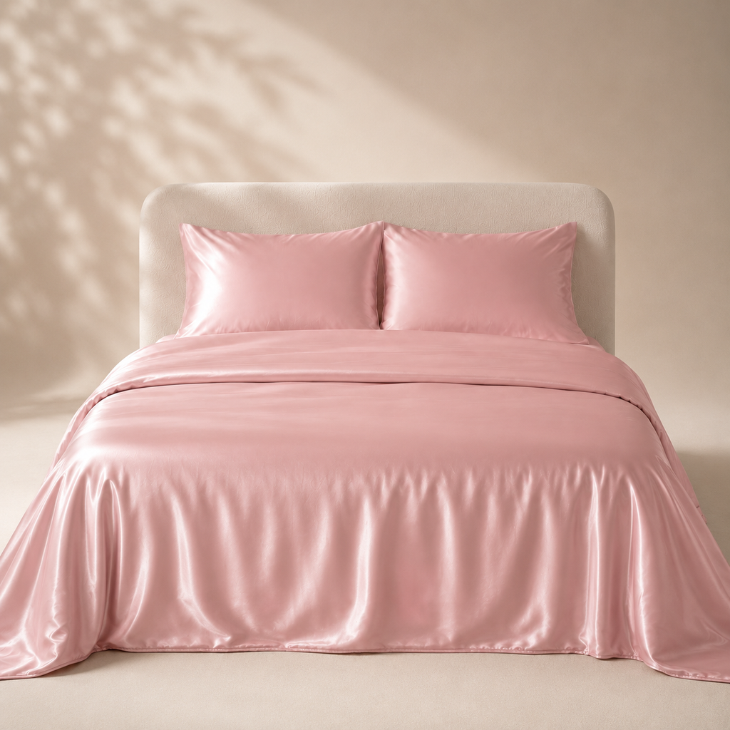 Drap Housse en Soie Rose
