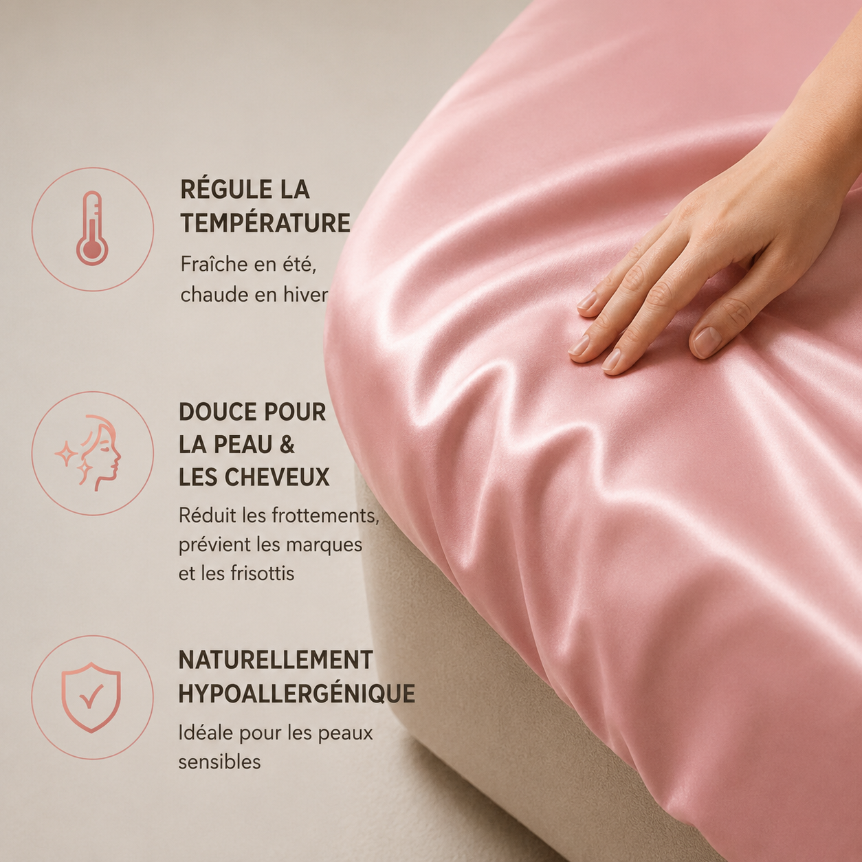 Drap Housse en Soie Rose