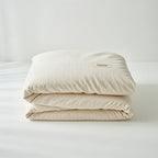 Houssea Housse de Couette Beige en Coton Lavé - Confort Luxueux