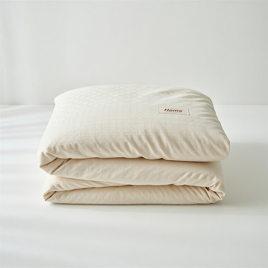 Houssea Housse de Couette Beige en Coton Lavé - Confort Luxueux