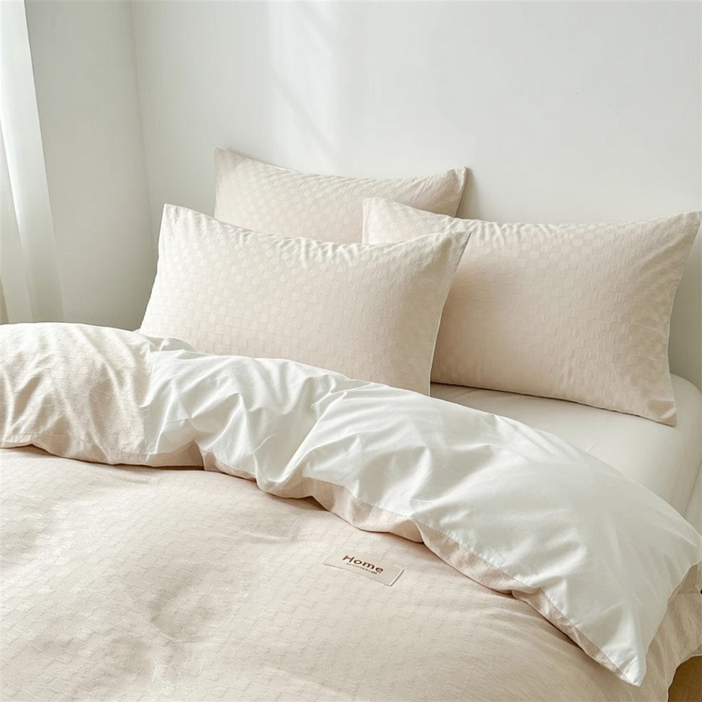Houssea Housse de Couette Beige en Coton Lavé - Confort Luxueux