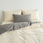 Houssea Housse de Couette Beige et Grise - Sommeil Réparateur