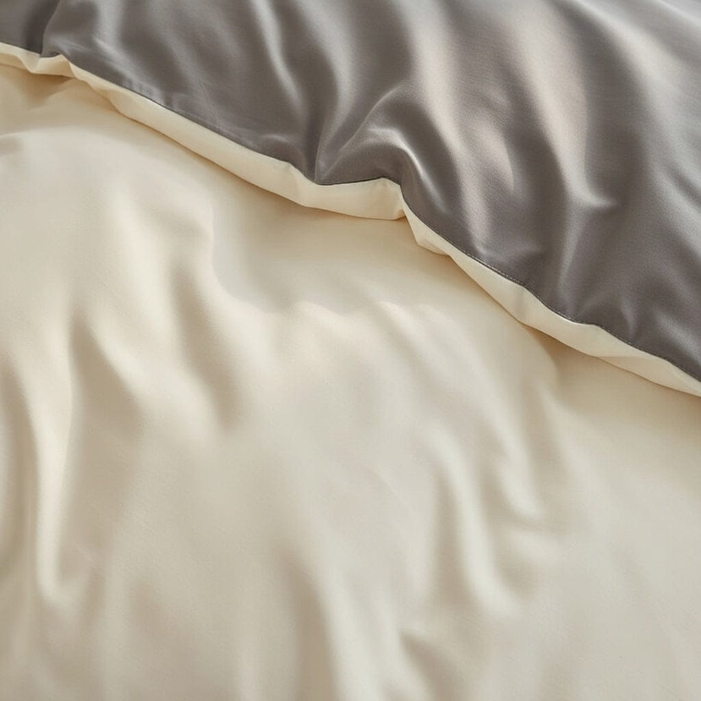 Houssea Housse de Couette Beige et Grise - Sommeil Réparateur